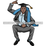 Graduation Man Achievement Hard Work Diploma Success Robe Cap Certificate College SVG Cutting Files