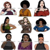 Bundle 9 Attractive BBW Nubian Melanin Popping Beautiful African American Big Woman SVG Cutting Files