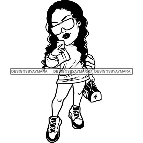 Fashion Woman Model Posing Summer Outfit Vogue Goddess Glamour Trendy Clothing Vector SVG Cutting Files