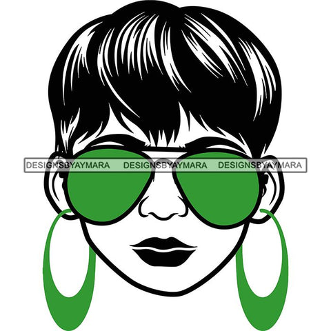 Afro Lola Boss Lady Dope Diva Glamour Wearing Glasses Accesories .SVG Cut Files