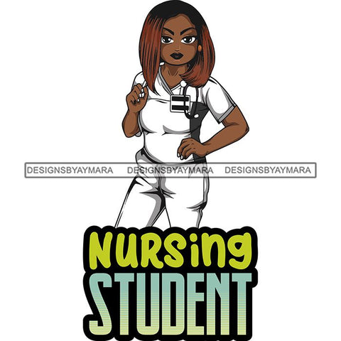 Afro Lola Nurse Medical Occupation SVG Cutting Files For Cricut Silhouette and More