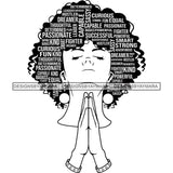 Afro Strong Woman Praying Independent Proud Roots Hair Life Quotes SVG Cutting Files