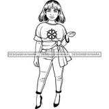 Afro Lola Boss Confident Classy Woman Black and White Designs SVG Cutting Files For Silhouette Cricut and More