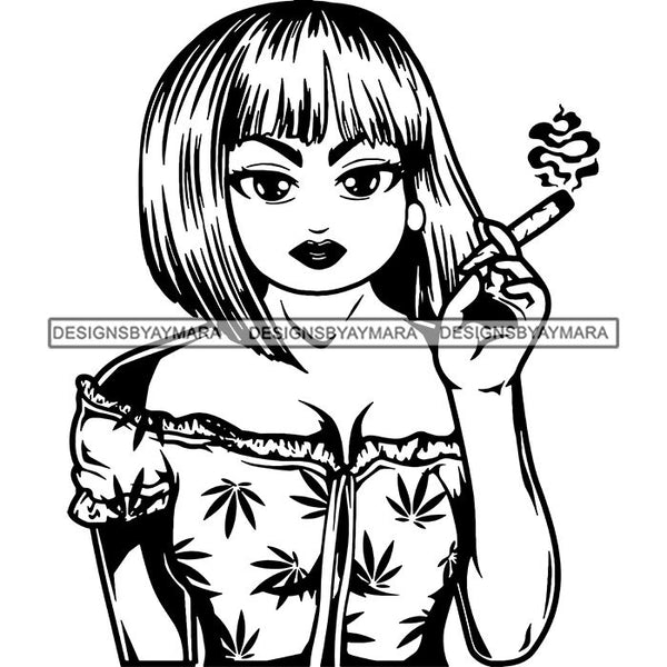 Afro Lola Smoking Pot Weed Joint Blunt Cannabis Marijuana SVG Cutting Files