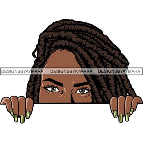 Afro Woman Peeking Peek-a-Boo I see You Melanin Pretty Half Face PNG File For Print Not For Cutting