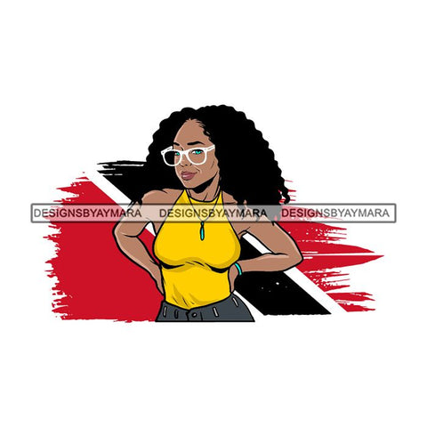 Trinidad and Tobago Country Afro Diva Proud Roots Pretty Woman Fashion .SVG Cutting Files For Silhouette and Cricut and More!