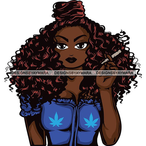 Afro Lola Smoking Pot Weed Joint Blunt Cannabis Marijuana SVG Cutting Files