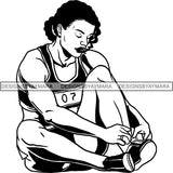 Afro Black Woman Runner Athletic Sport .SVG Cutting File For Silhouette and Cricut