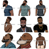 Bundle 9 Attractive Black Man Bearded Hipster Model Fashion Male Guy Hombre Masculino Guapo Stylish Close-up Sexy Macho Manly SVG Files For Cutting