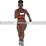 Afro Black Woman Runner Sprinting Athletic Sport .PNG Print File Not For Cutting