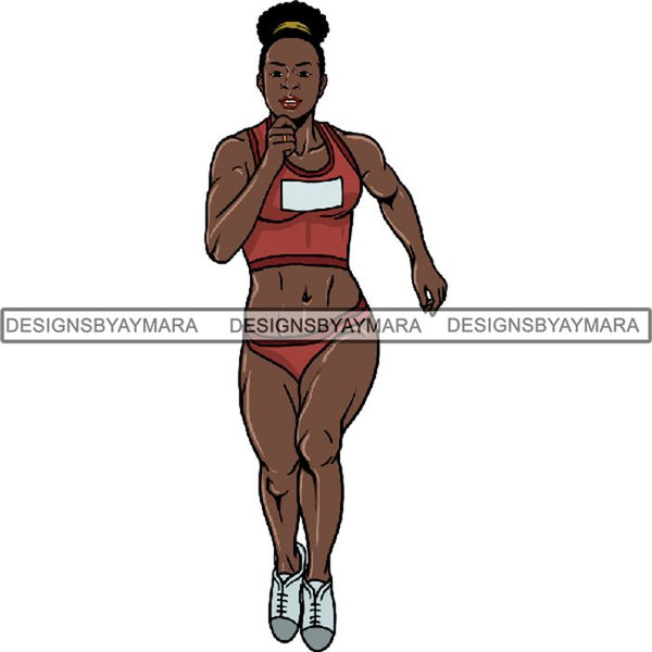 Afro Black Woman Runner Sprinting Athletic Sport .PNG Print File Not For Cutting