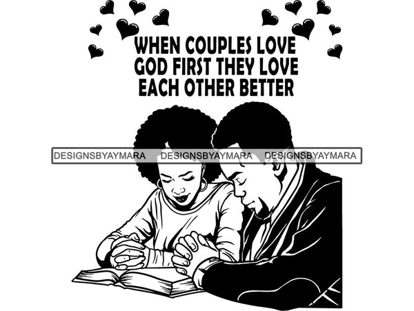 Black Couple Praying God Together SVG  Cut Files