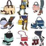 Bundle 9 Purse Bag Shoes High Heels Glamour Luxury Fashion Shine SVG Clipart Vector Cutting Files