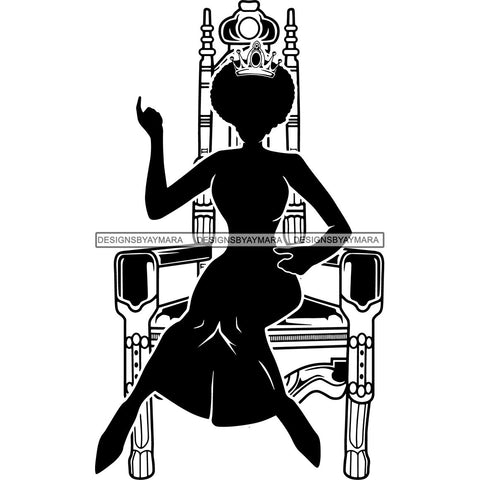 Afro Queen Silhouette SVG African Goddess Cutting Files 1