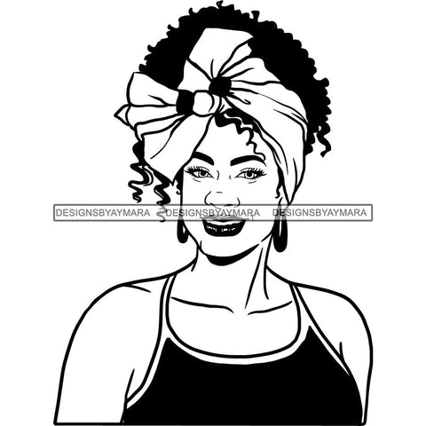 Afro Woman SVG Turban Head Wrap Cutting Files For Silhouette Cricut and More