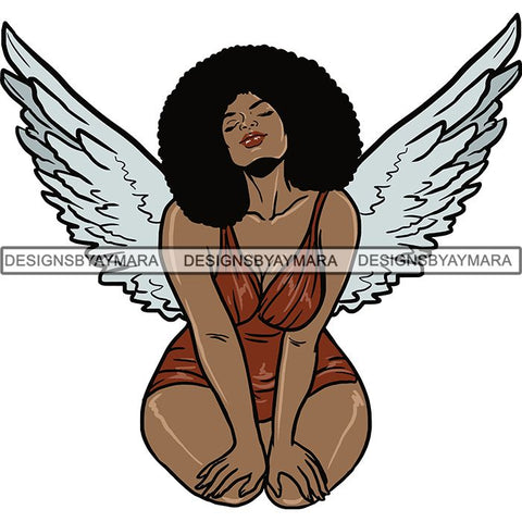 Afro Angel Black Woman SVG Cutting Files For Silhouette Cricut and More