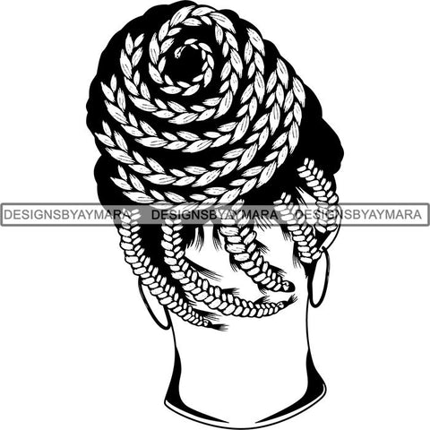 Afro Woman Braids Dreads Dreadlocks Hairstyle SVG Cut Files For Silhouette and Cricut