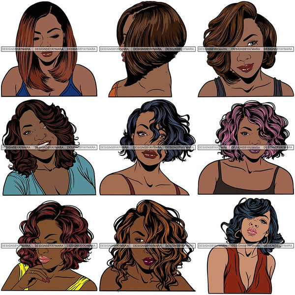 Bundle 9 Afro Melanin Popping Hair Style SVG Files For Cutting and More