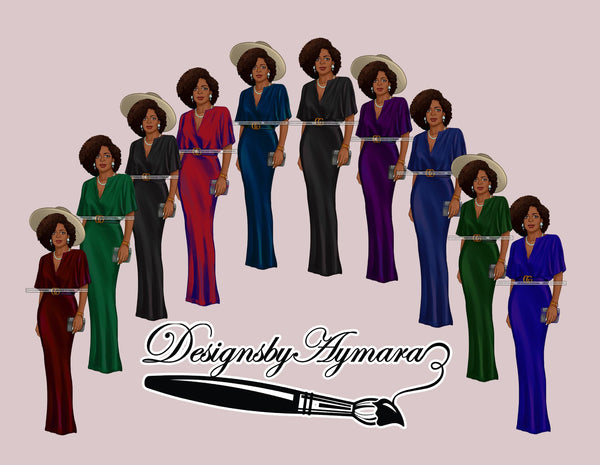 Bundle 10 Classy Afro Lady Fashion African American Woman PNG JPG Clipart