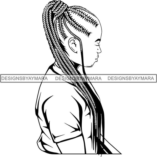 Afro Woman Braids Dreads Dreadlocks Hairstyle SVG Cut Files For Silhouette and Cricut
