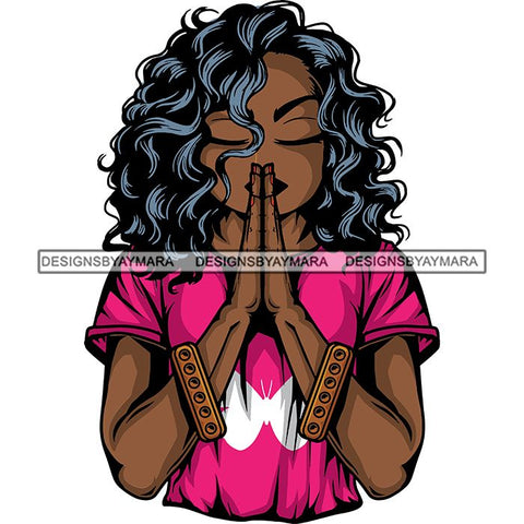 Afro Lola Praying God Lord Prayers In God We Trust .SVG Clipart Cutting Files For Silhouette and Cricut and More!