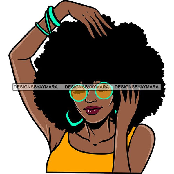 Ebony Afro Woman Nubian Melanin Brown Skin Makeup Model Glasses Accesories SVG Cut Files
