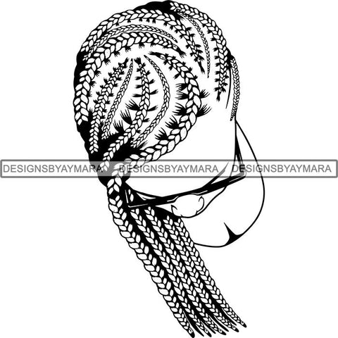 Afro Woman Braids Dreads Dreadlocks Hairstyle SVG Cut Files For Silhouette and Cricut