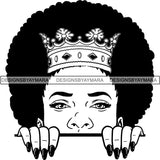 Afro Woman Peeking Peek-a-Boo I see You Melanin Pretty Half Face PNG File For Print Not For Cutting