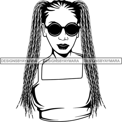 Afro Woman Braids Dreads Dreadlocks Hairstyle SVG Cut Files For Silhouette and Cricut