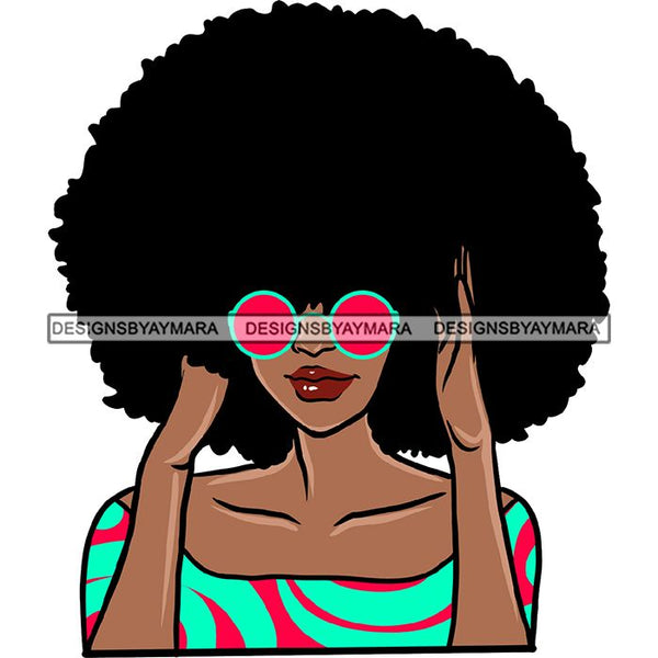 Ebony Afro Woman Nubian Melanin Brown Skin Makeup Model Glasses Accesories SVG Cut Files