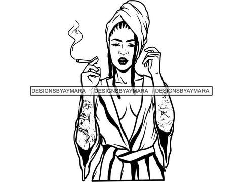 Woman Smoking Pot Deadlock Braids Hairstyle Rasta Queen Blunt Weed Cannabis 420 Marijuana Stoner High Life .SVG Cut File For Silhouette and Cricut