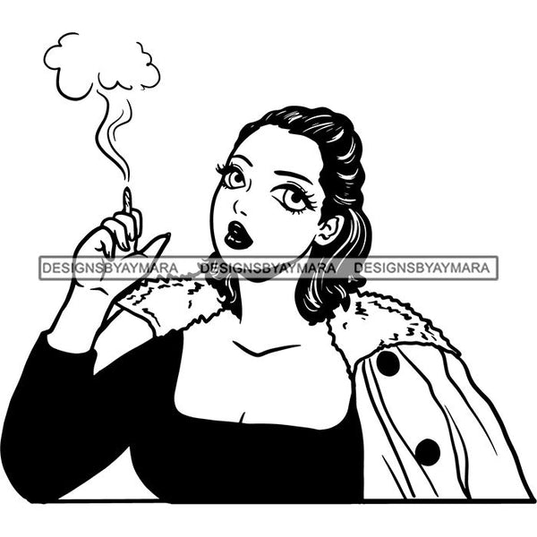 Woman Smoking Pot Joint Blunt Stoned High Life Weed Leaf Marijuana Grass Relax Chill SVG Cutting Files