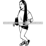 Fashion Woman Model Posing Summer Outfit Vogue Goddess Glamour Trendy Clothing Vector SVG Cutting Files