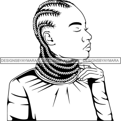 Afro Woman Braids Dreads Dreadlocks Hairstyle SVG Cut Files For Silhouette and Cricut