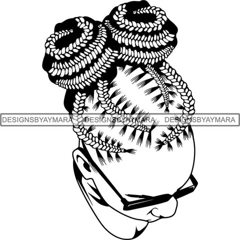 Afro Woman Braids Dreads Dreadlocks Hairstyle SVG Cut Files For Silhouette and Cricut