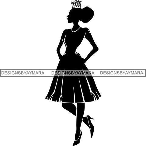 Black Afro Queen Silhouette Style SVG Cut Files