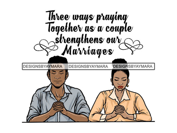 Black Couple Praying God Together PNG File For Print Not For Cutting