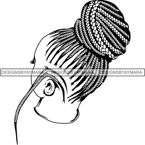 Afro Woman Braids Dreads Dreadlocks Hairstyle SVG Cut Files For Silhouette and Cricut