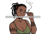 Woman Smoking Pot Deadlock Braids Hairstyle Rasta Queen Blunt Weed Cannabis 420 Marijuana Stoner High Life PNG Files For Print Not For Cutting