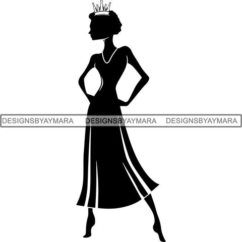 Black Afro Queen Silhouette Style SVG Cut Files