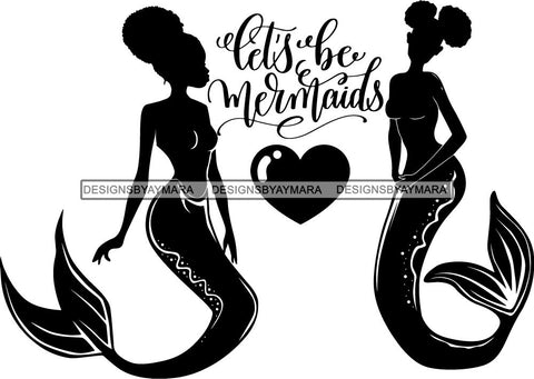 Afro Black Woman Mermaid Aquatic Creature  SVG Cutting File For Silhouette and Cricut