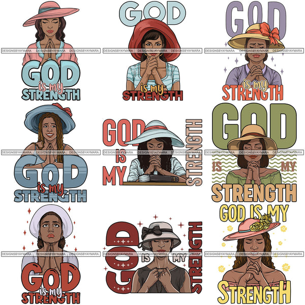 Bundle 9 Afro Woman Praying God Lord Faith SVG Cutting Files For Silhouette Cricut and More