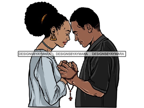 Black Couple Praying God Together PNG File For Print Not For Cutting