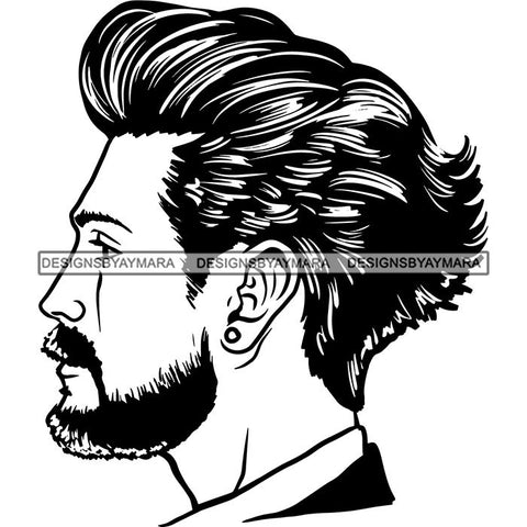 Attractive Man Bearded Hipster Model Fashion Male Guy Stylish Mustache Close-up Sexy Macho Manly SVG Files For Cutting