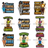 Bundle 9 Lola Afro BBW Coffee Quotes .SVG Cutting Files For Silhouette and Cricut and More!