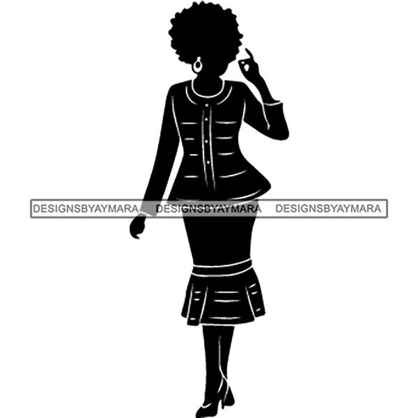 Afro Classy Church Lady Silhouette Glamour Beautiful Model SVG Files For Cutting and More!