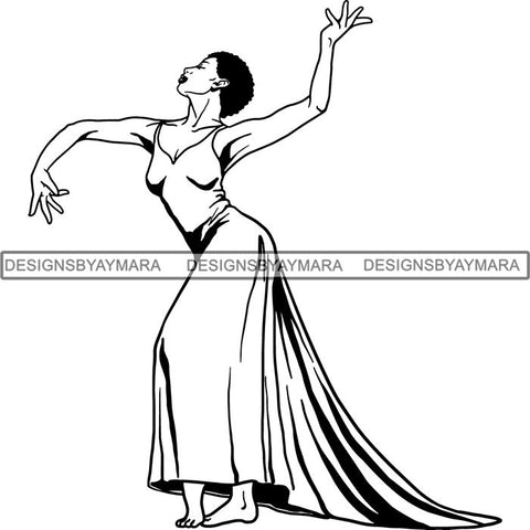 Afro Black Ballerina Woman Ballet Dancer .SVG Cut Files For Silhouette and Cricut