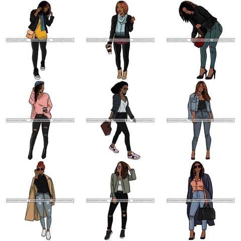 Bundle 9 Fashion Diva Glamour Afro Classy Sexy Lady SVG PNG JPG Vector Files For Cutting and More