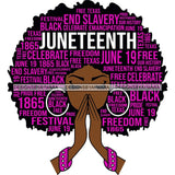 Juneteenth Afro Woman Praying June 19 Quotes Emancipation Freedom Holiday SVG Vector Cut Files