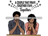 Black Couple Praying God Together PNG File For Print Not For Cutting